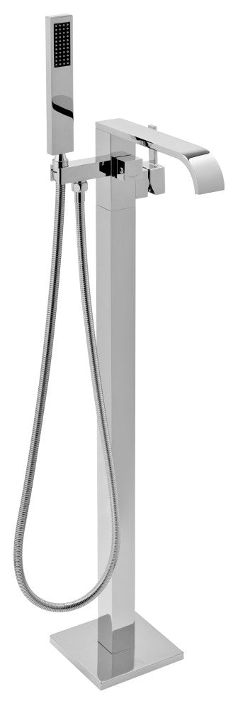 AKDY Floor Mount Bathtub Filler Faucet With Shower Head, Chrome Finish
