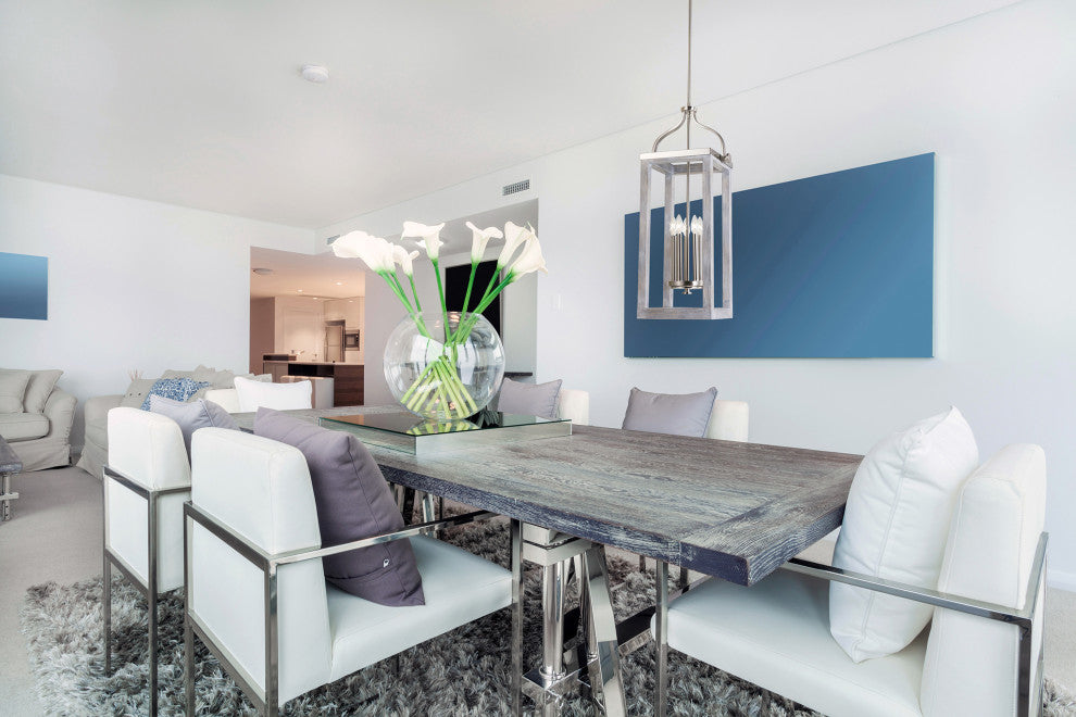 Westbury 5-Light Pendant Brushed Nickel With Painted Gray Driftwood Effect