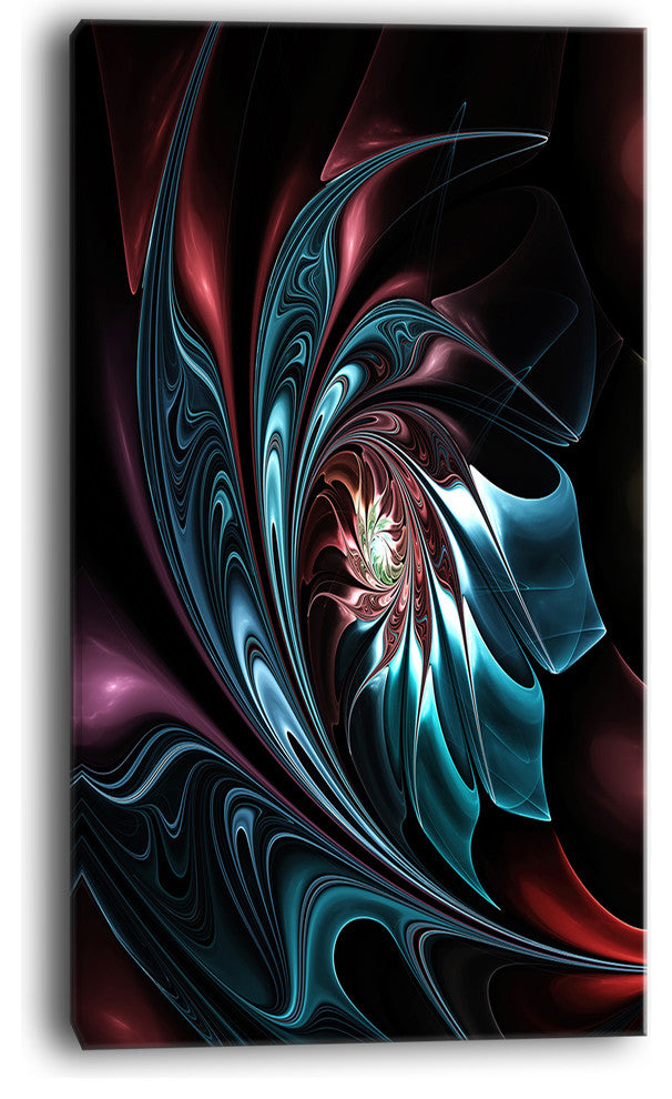 "Blue Abstract Floral Shapes" Floral Wall Art Canvas, 16"x32"