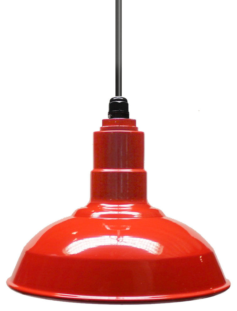 12" Steel Farmhouse Style Pendant Light, El Segundo, Red, Black Cord
