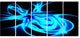 Glowing Blue Symmetrical Flower, Abstract Canvas Art Print, 60"x28", 5 Panels