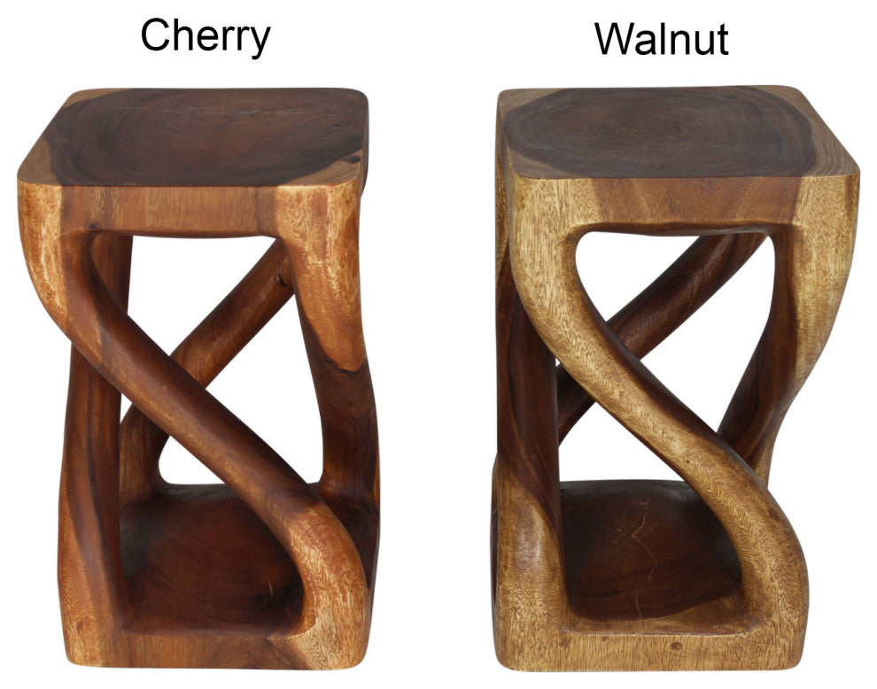 Haussmann Wood Vine Twist Stool Accent Table 14 in x 23 in H Cherry Oil