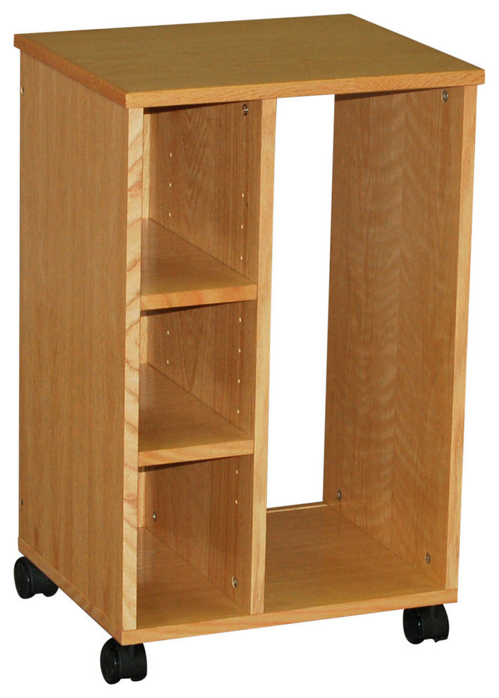 CPU Caddy, Mobile Floor Carrier, Natural Oak