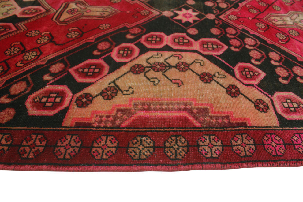 Fine Vintage Distressed Danielys Red/Charcoal Runner, 3'5x9'10