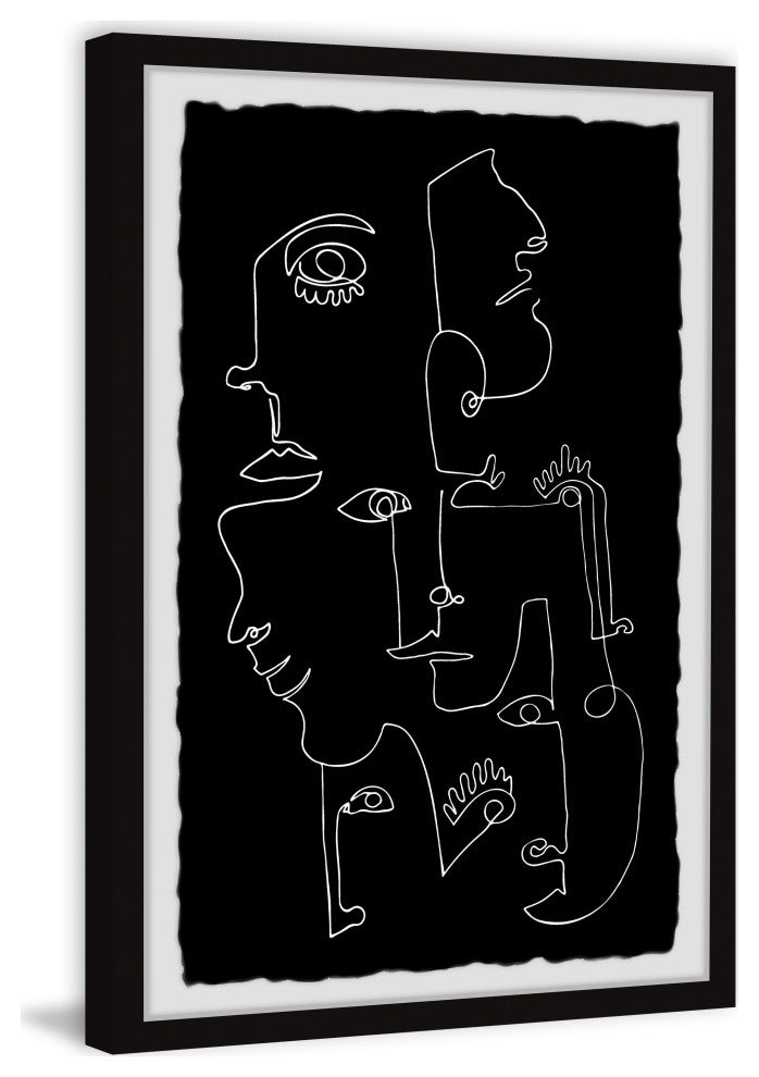 "Line Face Illusion" Framed Painting Print, 16x24