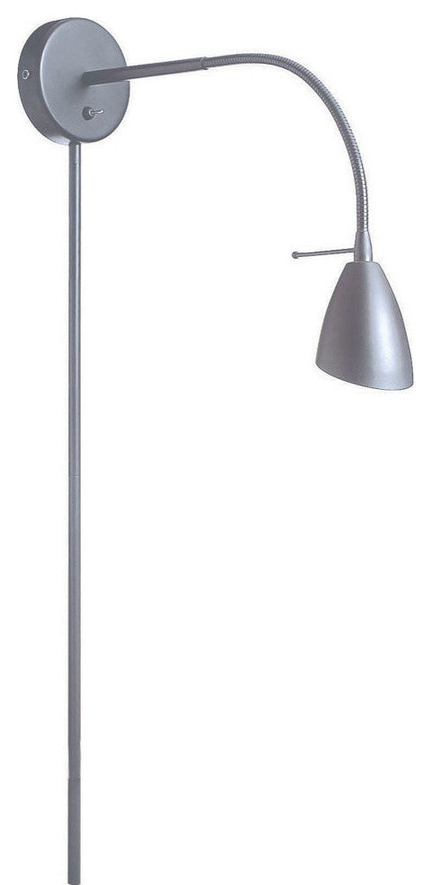 Jett Gooseneck Wall Lamp, Satin Chrome
