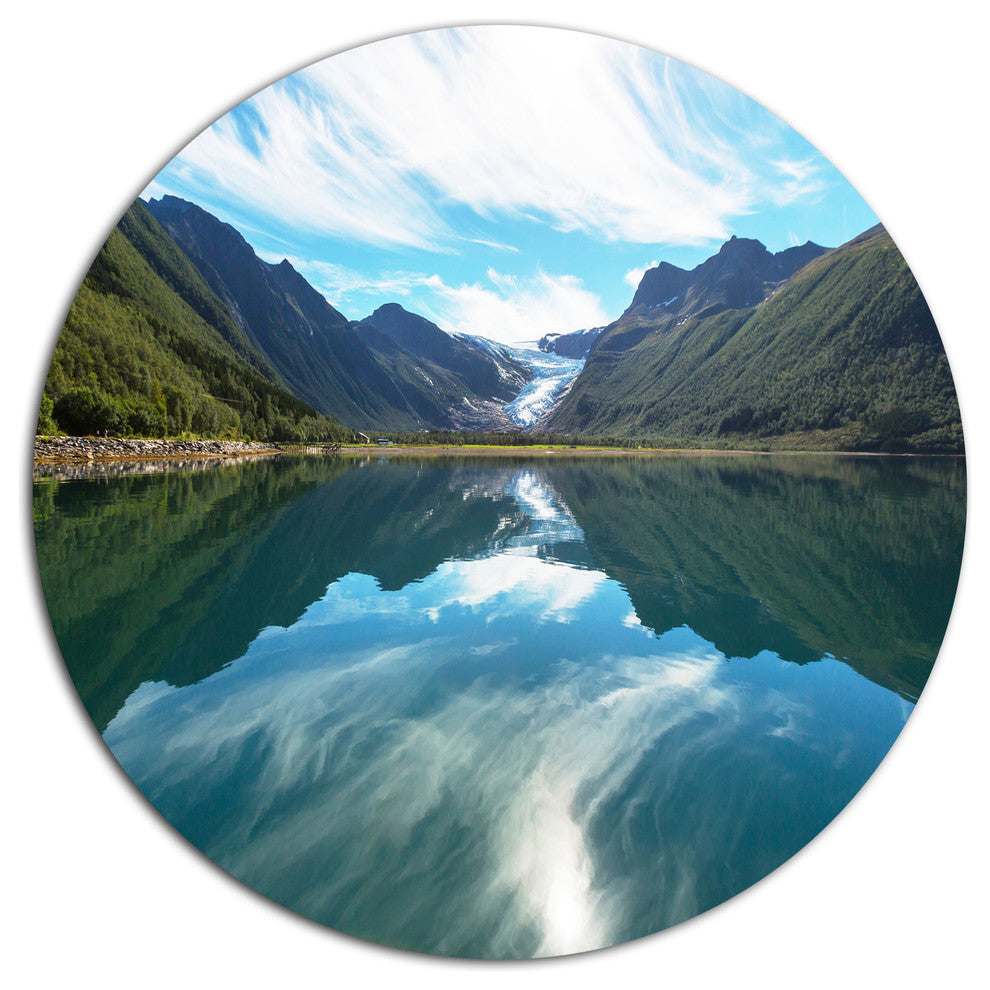 Svartisen Glacier In Norway, Landscape Round Wall Art, 11"