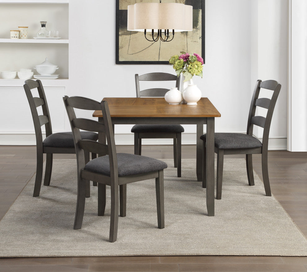 West Lake 47' 5-Piece Dining Table Set, Antique Natural Top/Gray Base