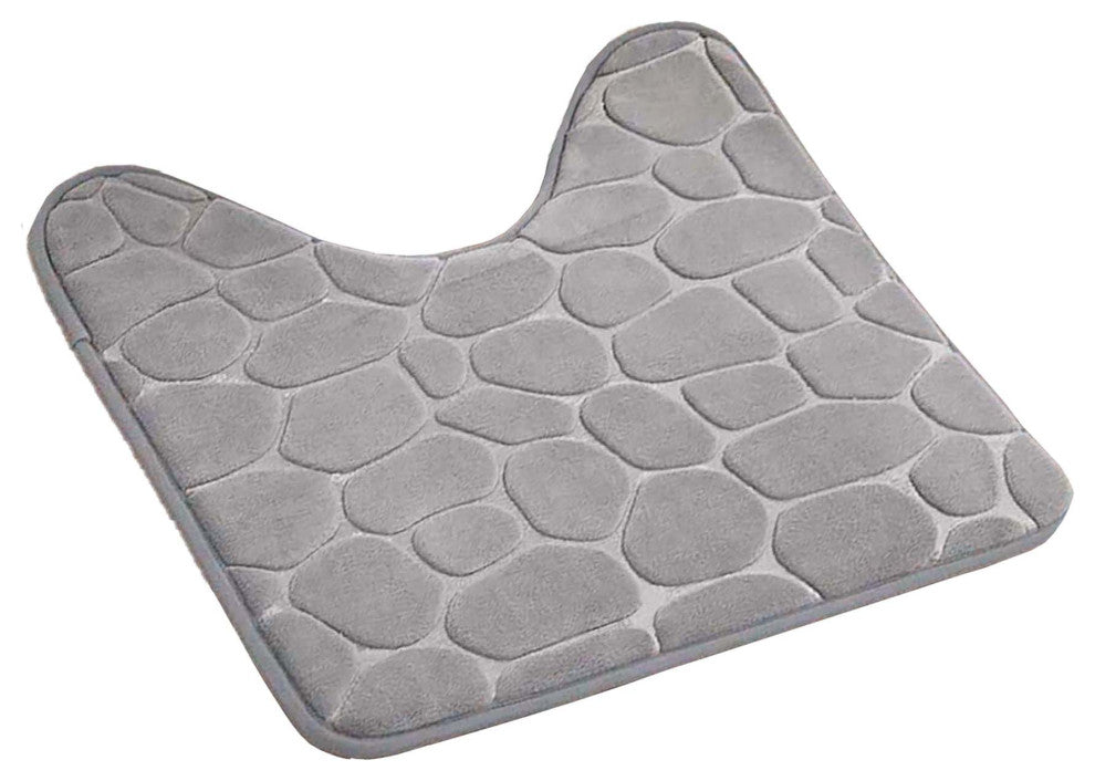 Bath Rug Memory Foam Mat 3D Pebble, Light Gray, Contour Rug 20"x20"