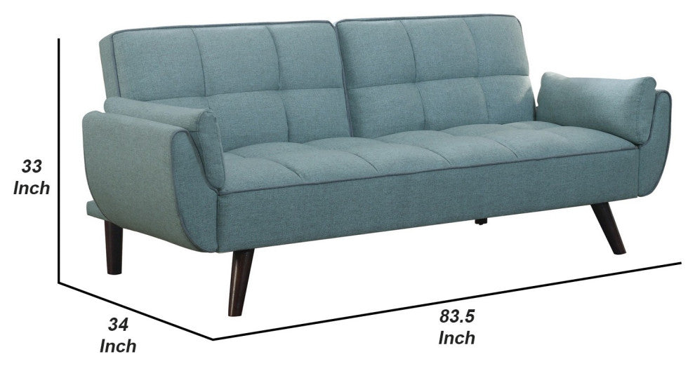 Benzara BM242070 Tufted Stitching Fabric Sofa Bed With Splayed Legs, Blue