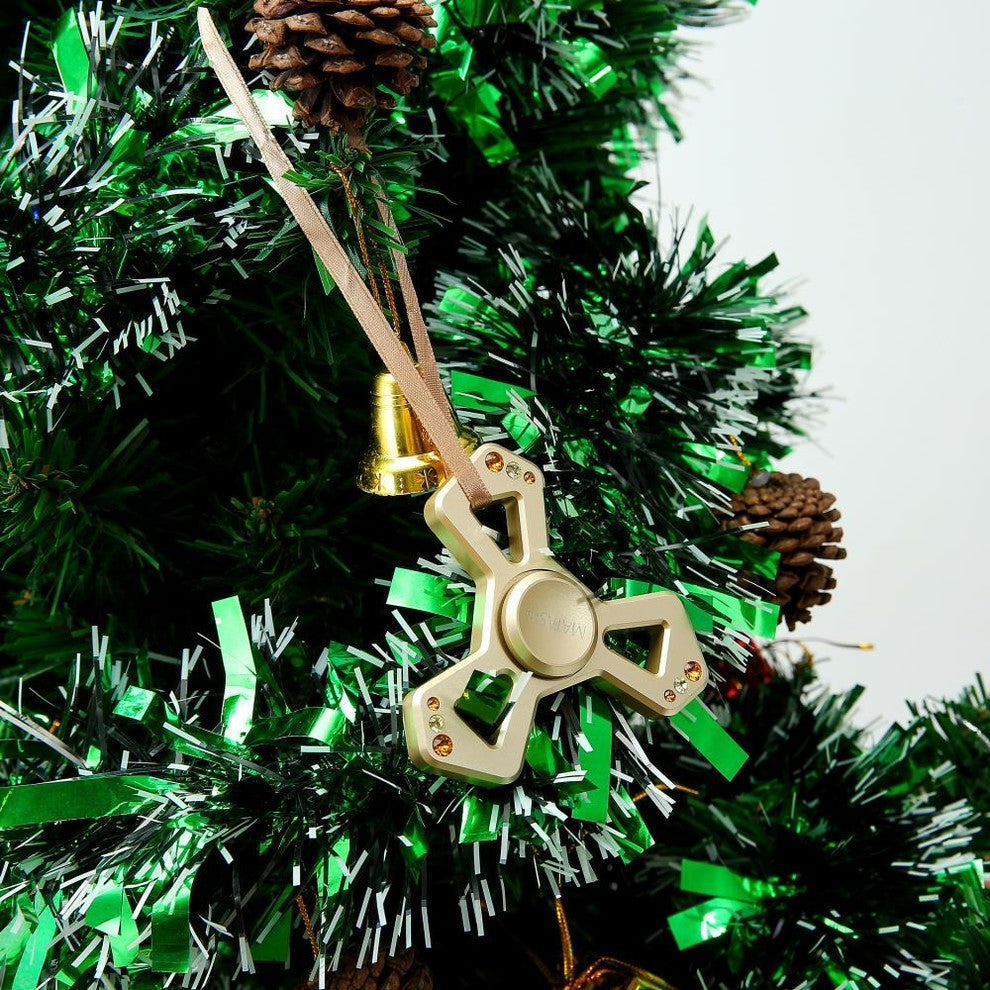 24k Gold Plated Hanging Christmas Tree Triangle Spinner Ornament
