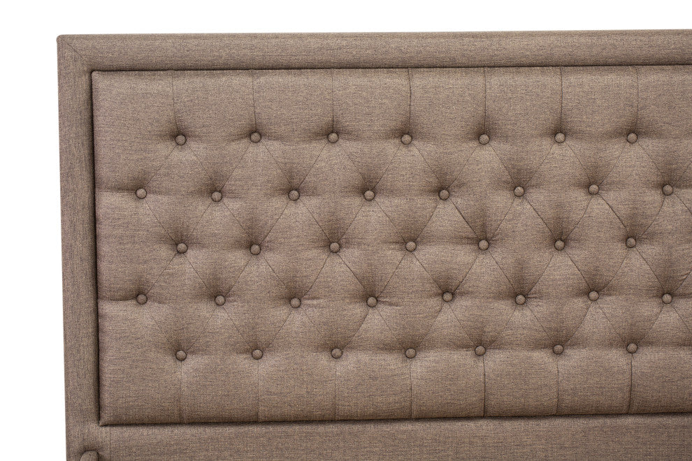 3Pc Bed Set, 1 Queen Size Bed Frame Brown, Headboard, 2 Nightstand, Black Legs