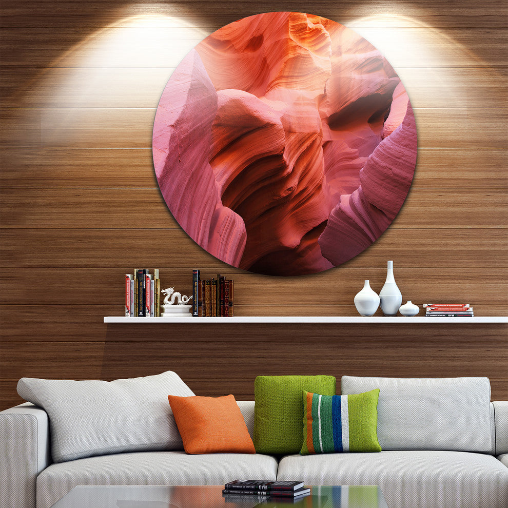Orange Red Antelope Canyon, Landscape Photo Round Wall Art, 23"