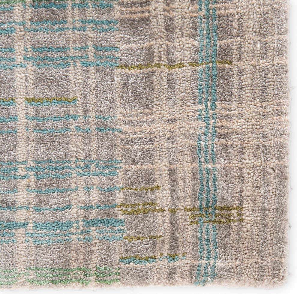 Kavi by Jaipur Living Asthai Knotted Abstract Light Gray/Blue Area Rug, 5'6"x8'