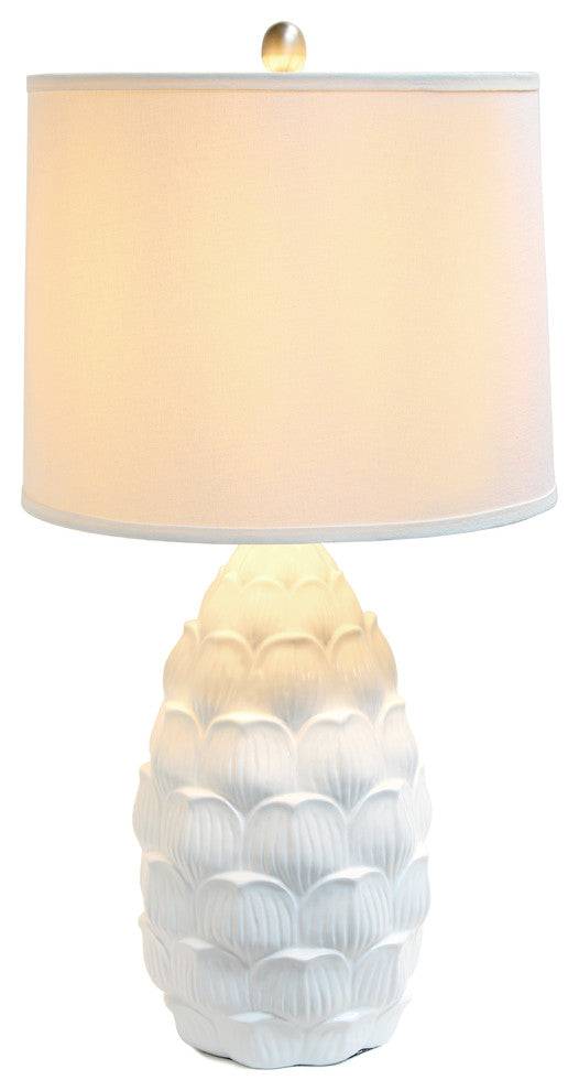 Elegant Designs Resin Table Lamp With Fabric Shade, White