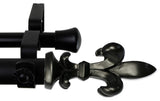 Silas 1" Diameter Double Curtain Rod, Black, 120-170"