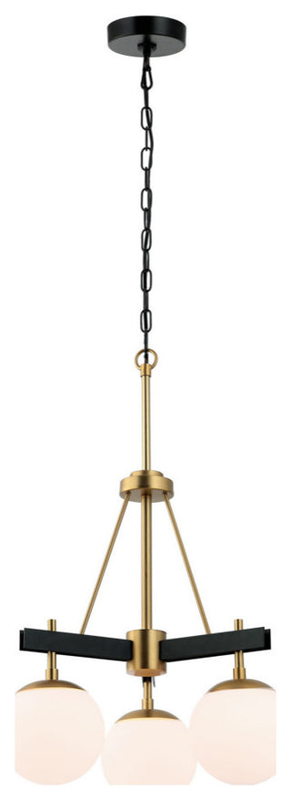 Allie 3-Lt  Chandelier - Black/Satin Brass