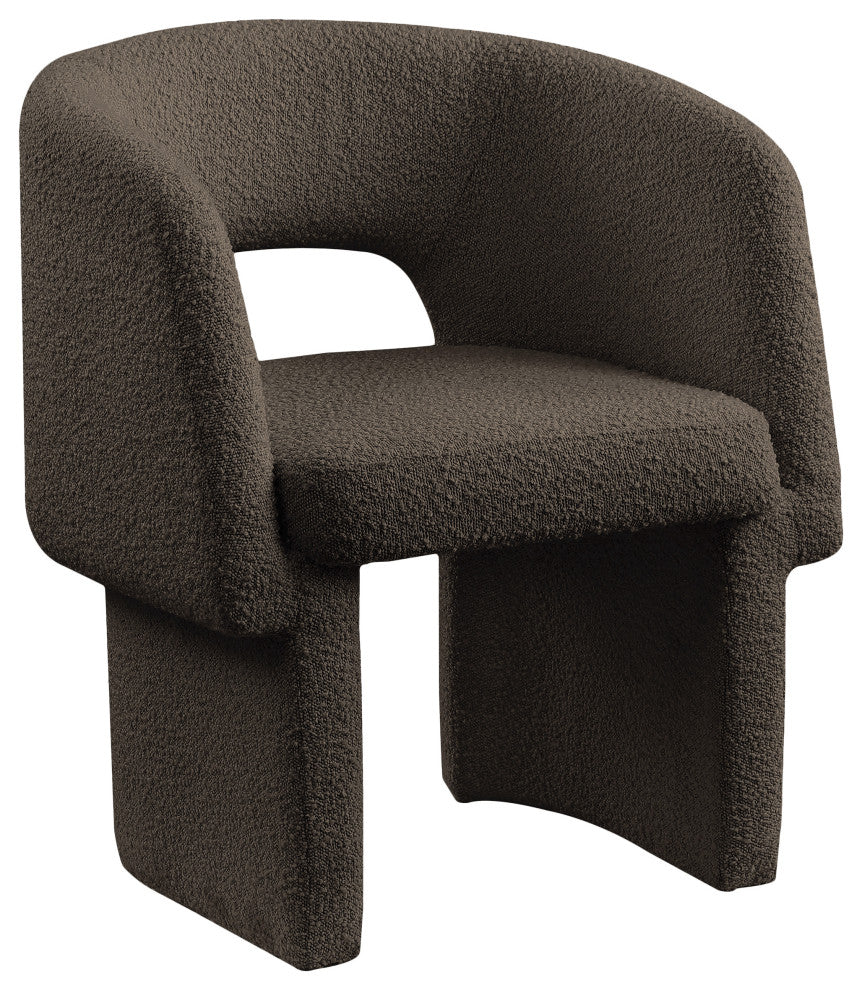 Emmet Boucle Fabric Dining Chair / Accent Chair, Brown, Boucle Fabric