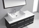 Ceanna 55" Single Bathroom Vanity Set, Espresso, White Engineered Stone Countert