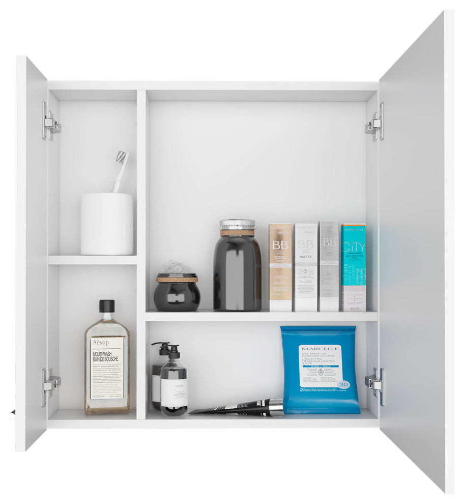 DEPOT E-SHOP Harbor Med. Cabinet, Mirror, 4 Shelves, Single Door, White