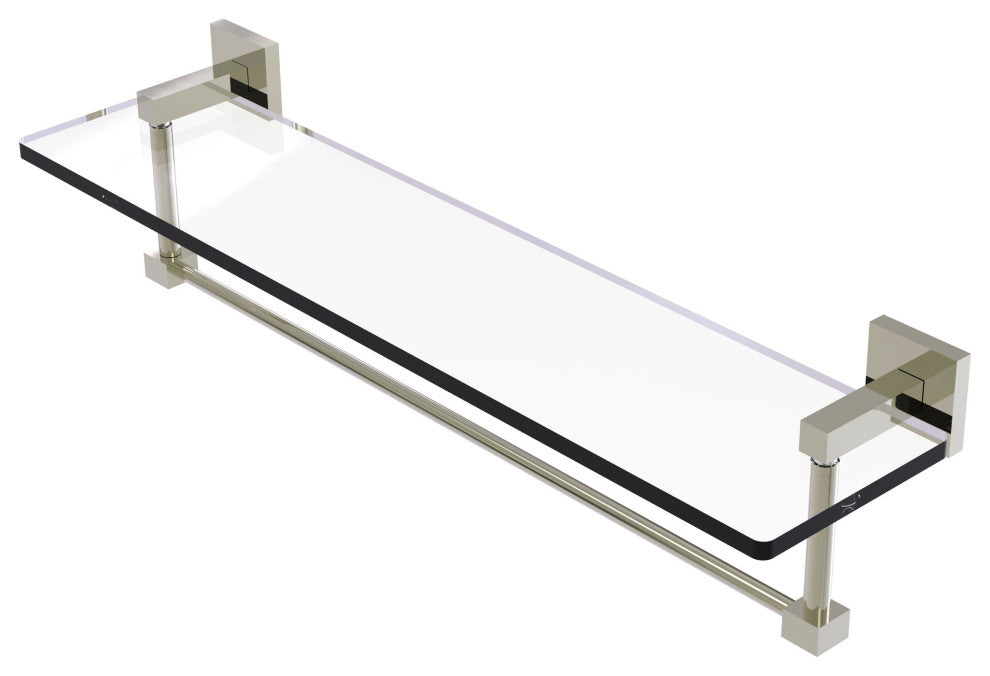 Montero 22" Glass Vanity Shelf with Integrated Towel Bar, Polished Nickel