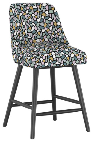Markham Rounded Back Counter Stool, Bold Terrazzo Lavender Multi
