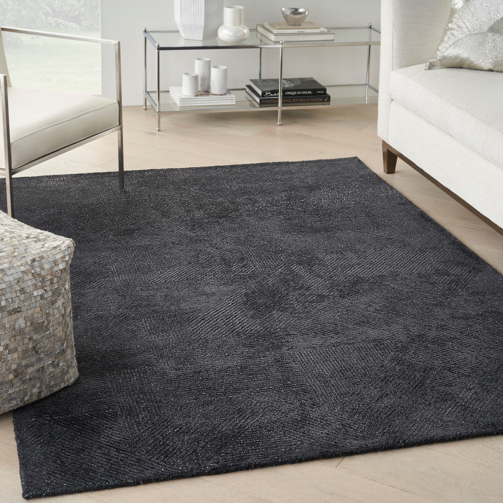 Michael Amini Ma30 Star 4' x 6' Black Modern Indoor Area Rug