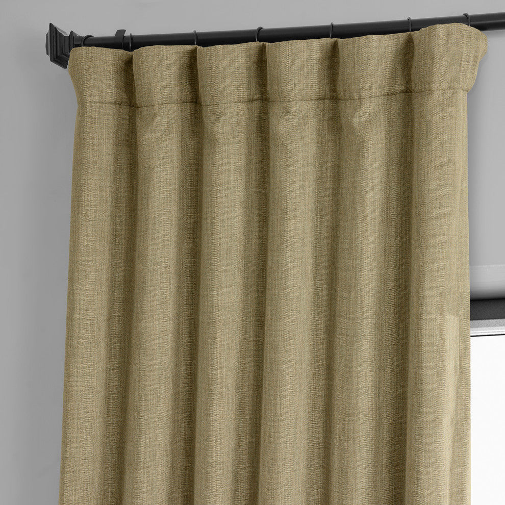 Faux Linen Darkening Curtain Single Panel, Nomad Tan, 50"x108"