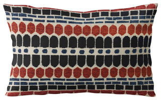 Plutus Red Blue Harmony Border Luxury Throw Pillow, 26"x26"