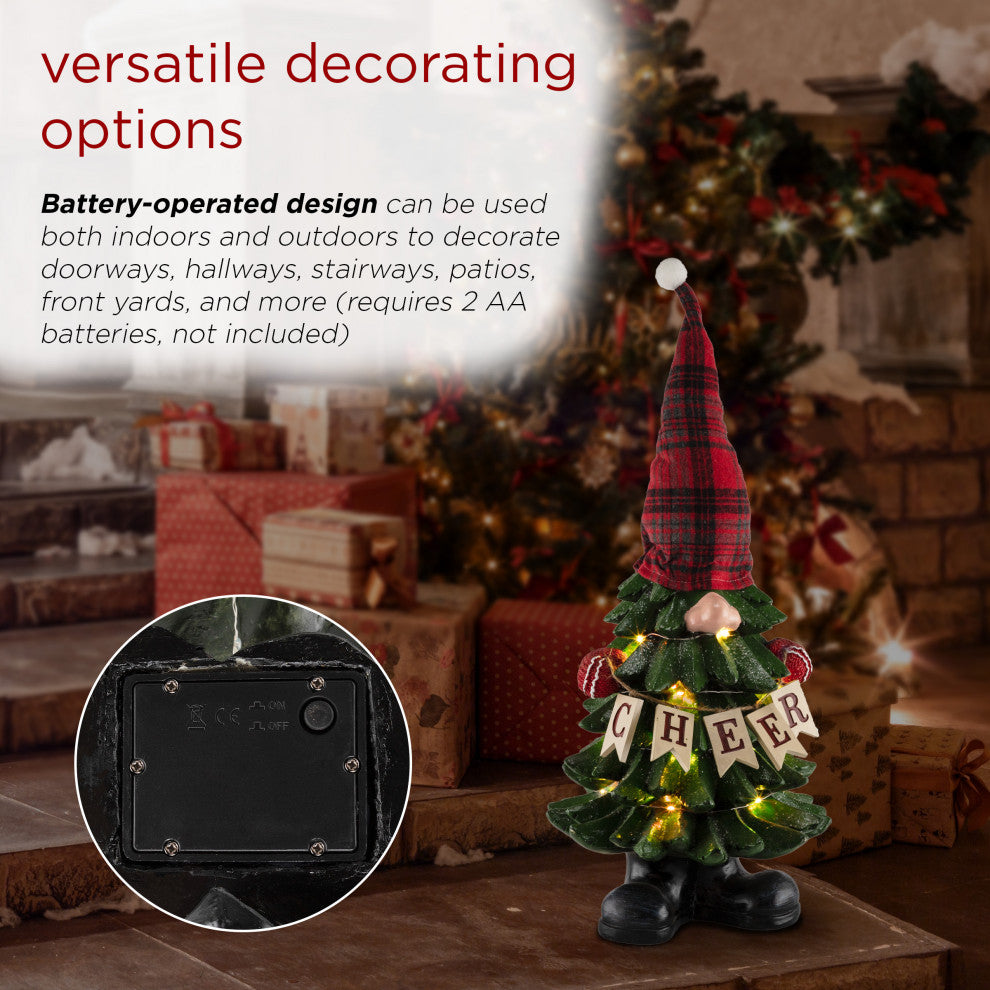 Christmas Tree "Cheer" Gnome Decoration with Color Changing LED Lights