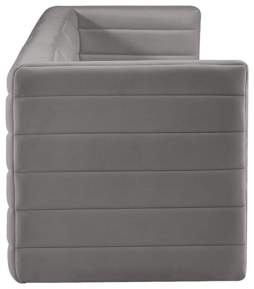 Quincy Velvet Upholstered 4-Piece Modular Sofa, Grey