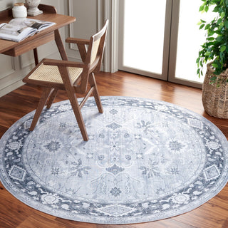 Safavieh Arizona Machine-Washable Collection ARZ118 Rug, Light Grey/Grey Green, 6' Round