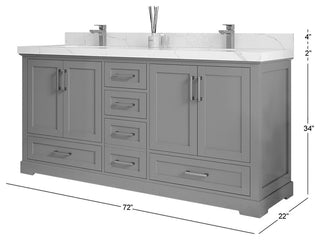 Boston 72" Double Sink Bath Vanity in Fine Grain 2" Carrara Marble