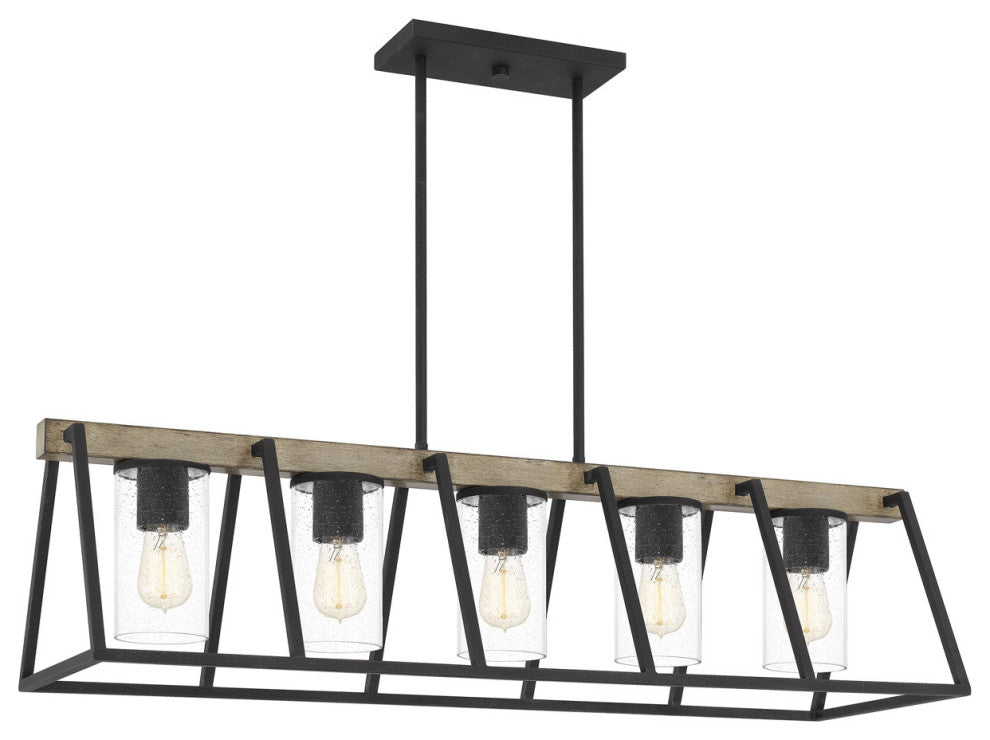 Quoizel BRT3542GK Five Light Linear Chandelier, Grey Ash Finish