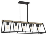 Quoizel BRT3542GK Five Light Linear Chandelier, Grey Ash Finish