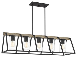 Quoizel BRT3542GK Five Light Linear Chandelier, Grey Ash Finish