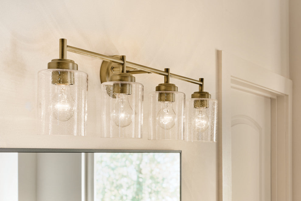 30" 4-Light Vanity Light With Clear Seeded Glass