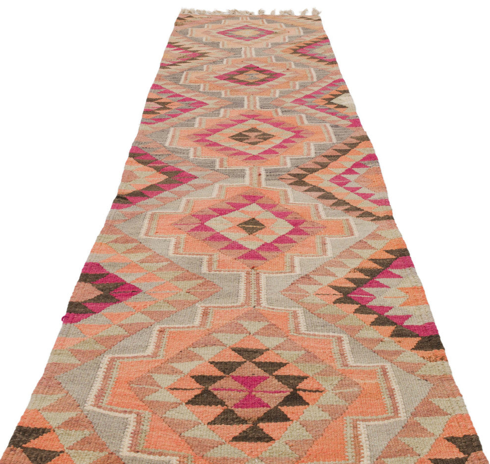 Vintage Turkish Kilim Runner 3' 1" x 11' 10", 37 in. x 142 in.