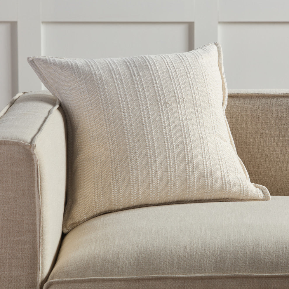 Jaipur Living Ove Striped Cream/Ivory Down Pillow 22" Square