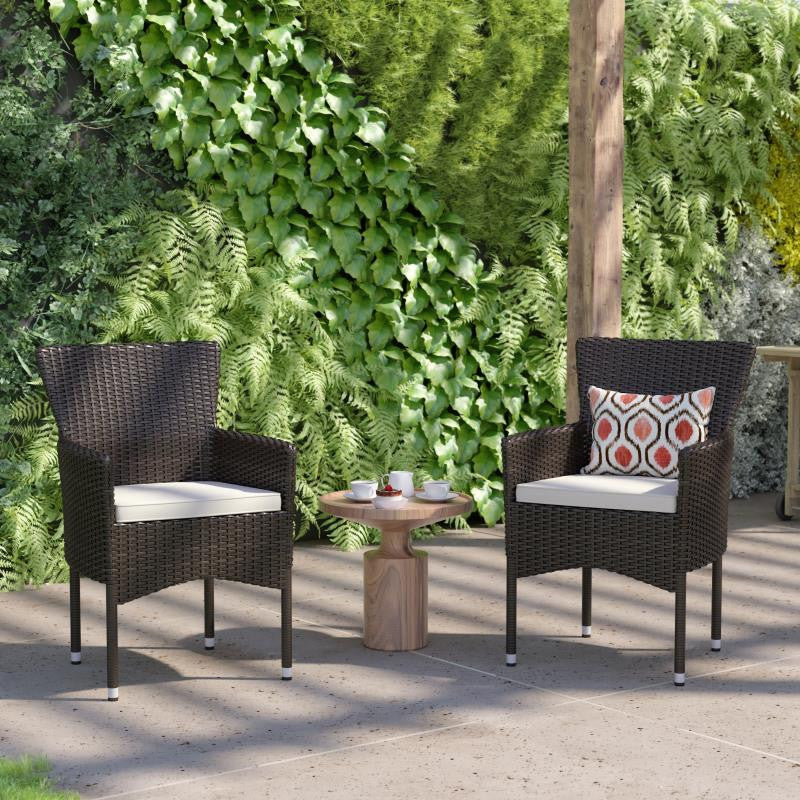 Maxim Modern Wicker Patio Armchairs Fade & Weather-Resistant Frames and Cushions