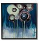 Drip Swirl Abstract Green Blue Painting, 12"x12", Black Frame