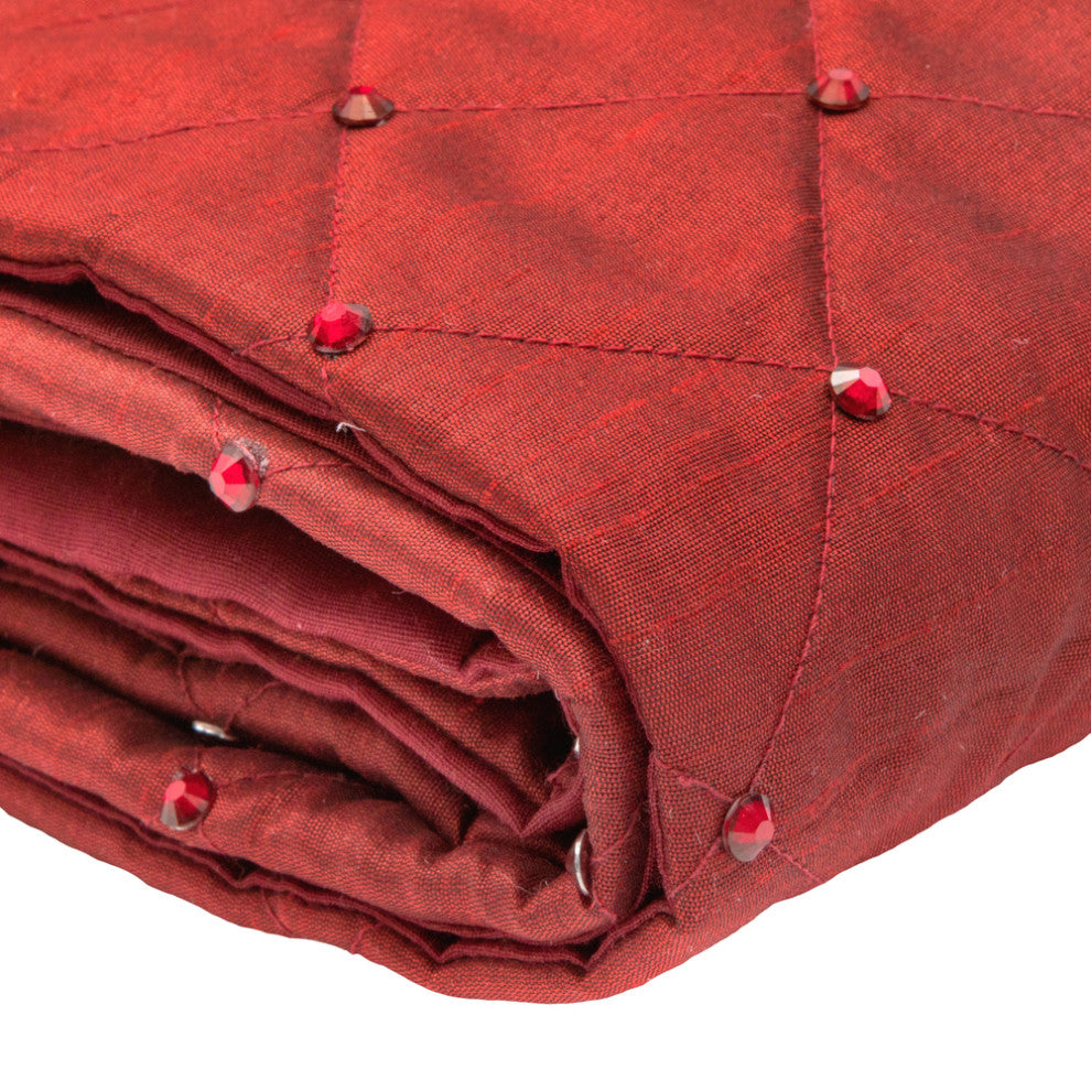 Vickerman Qtx190152 52" Burgundy Quilt Stitch Jewel Christmas Tree Skirt