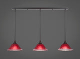 Stem 3-Light Pendalier with Hang Straight Swivel, Dark Granite/Raspberry Crystal