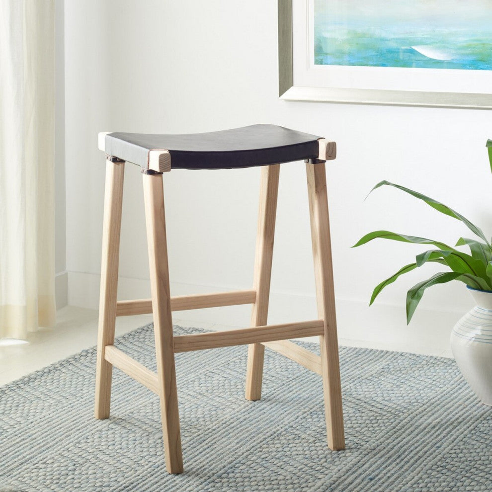Safavieh Aariz Rectangle Barstool, Black/Natural