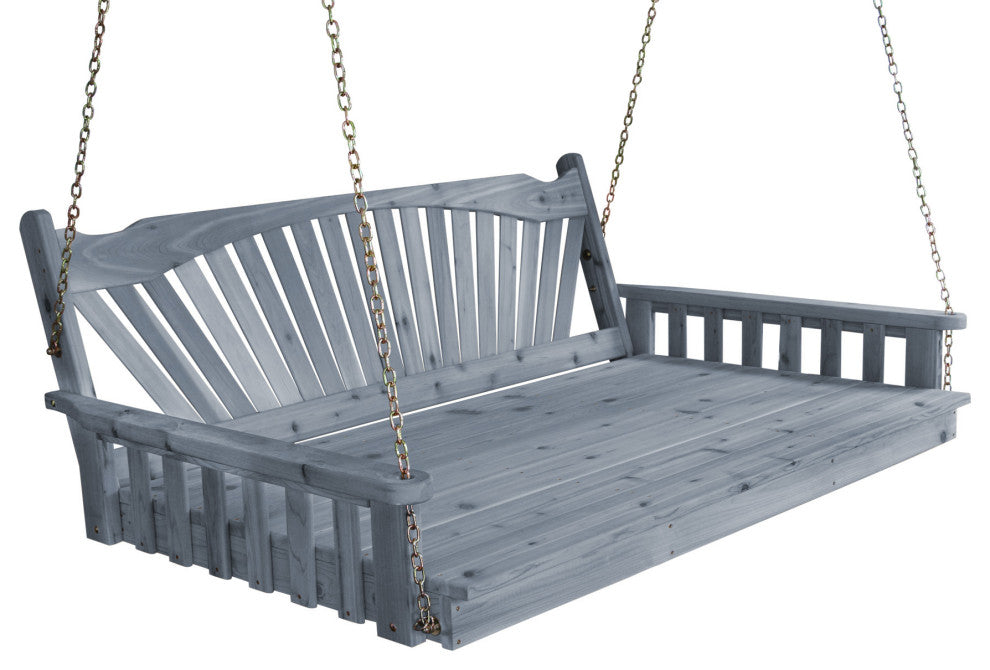 Cedar Fanback Swingbed, Gray Stain, 6 Foot