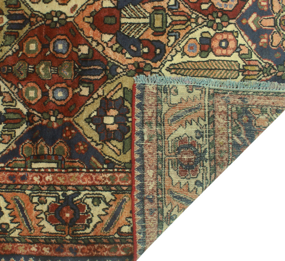 Fine Vintage Distressed Pili Burgundy/Ivory Rug, 7'2x8'7