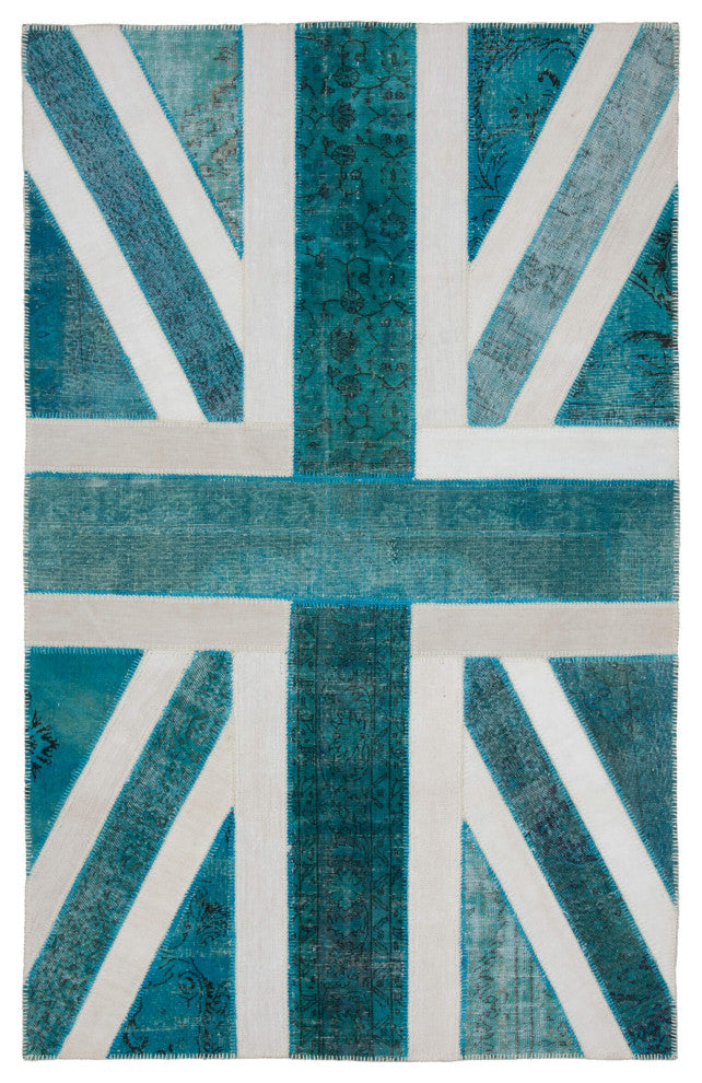 Rug N Carpet - Hand-knotted Oriental 6' 3'' x 9' 11'' Flag Patchwork Rug