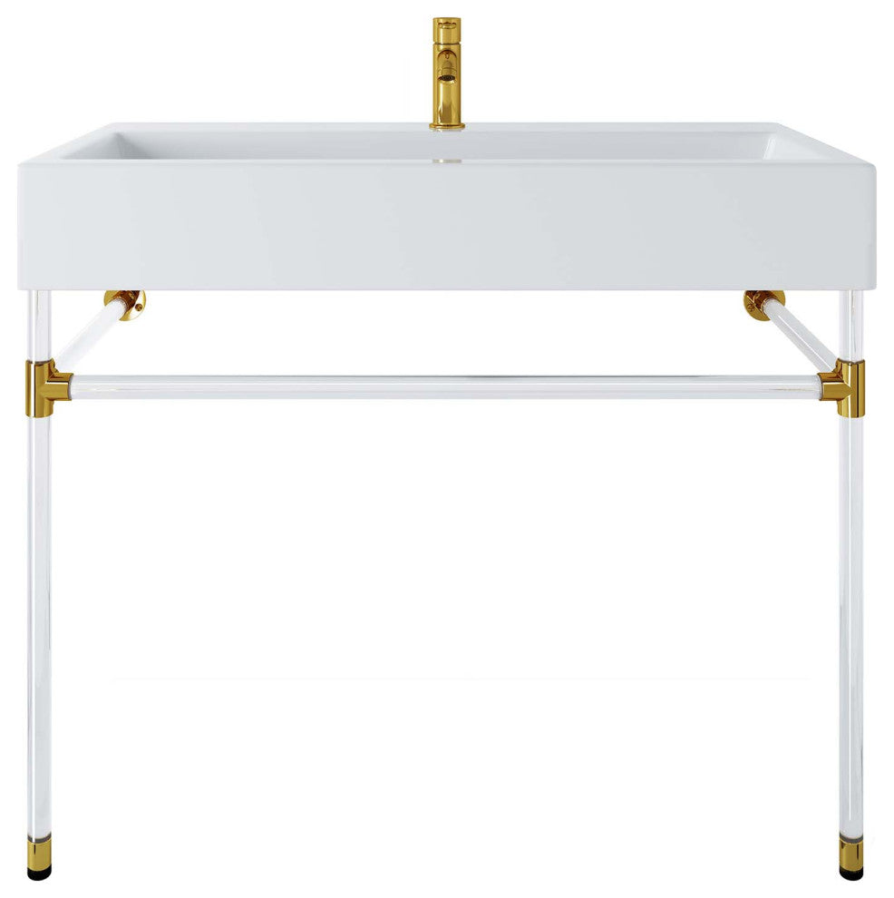 Redeem 40" Acrylic Wall-Mount Bathroom Vanity, Clear White