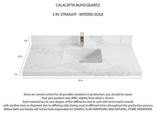 Alys Teak 42 Single Sink Bathroom Vanity Whitewashed 2" Calacatta Nuvo