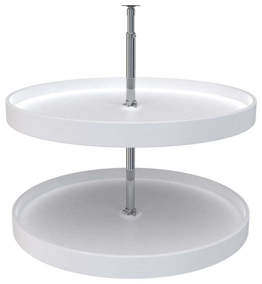 Polymer Full-Circle 2-Shelf Lazy Susan for Corner Wall Cabinet, White, 28"W